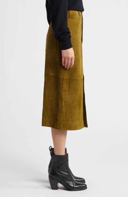 Shop Treasure & Bond Suede Pencil Skirt In Olive Green