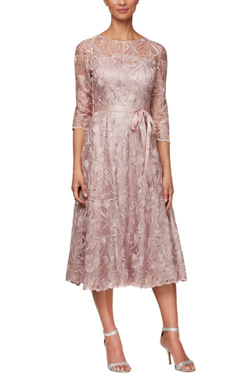 Alex Evenings Embroidered Cocktail Dress Rose at Nordstrom,