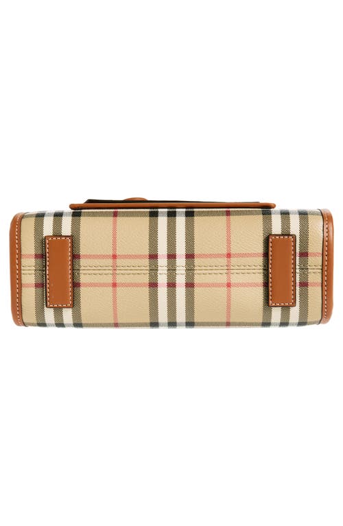Burberry Womens Freya Mini Coated-canvas Tote Bag In Vintage Check/briar Brown