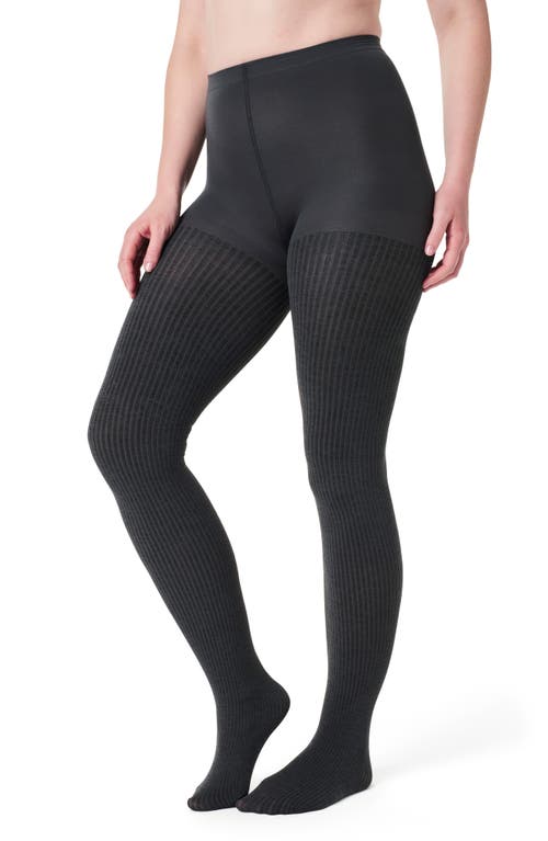 Spanx ® Shape™ Rib Knit Shorty Tights In Charcoal Heather