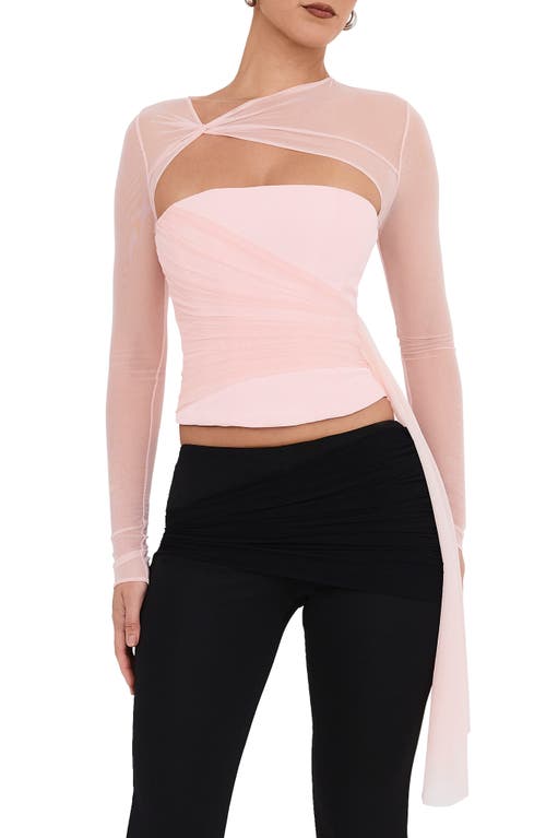 Mistress Rocks Straight Edge Cutout Mesh Corset Top Peony at Nordstrom,