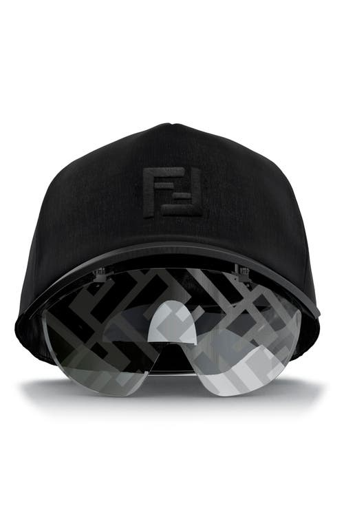 Fendi The  Eyecap Baseball Cap With Mask Sunglasses In Black