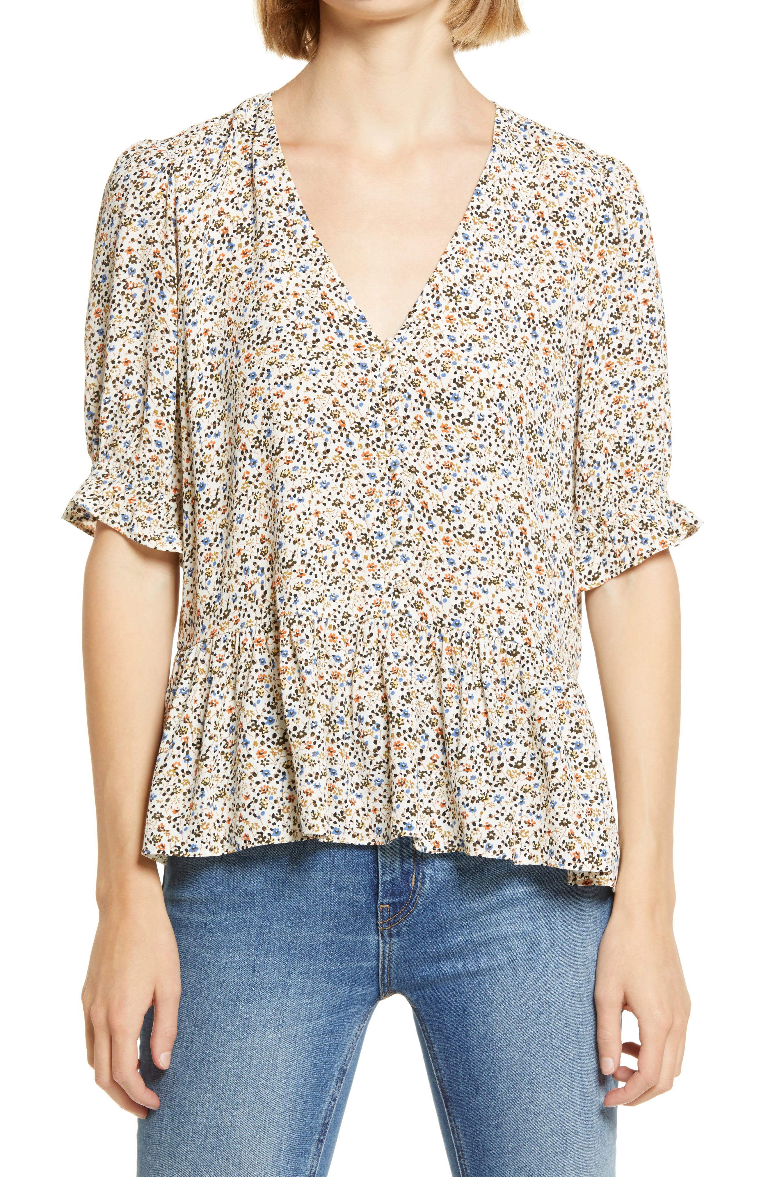 courtyard ruffle hem top