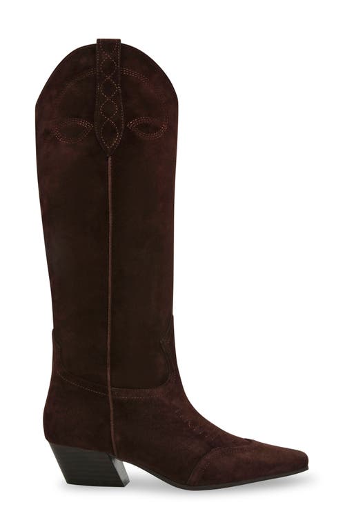 Shop Steve Madden Dollie Western Boot In Brown Suede