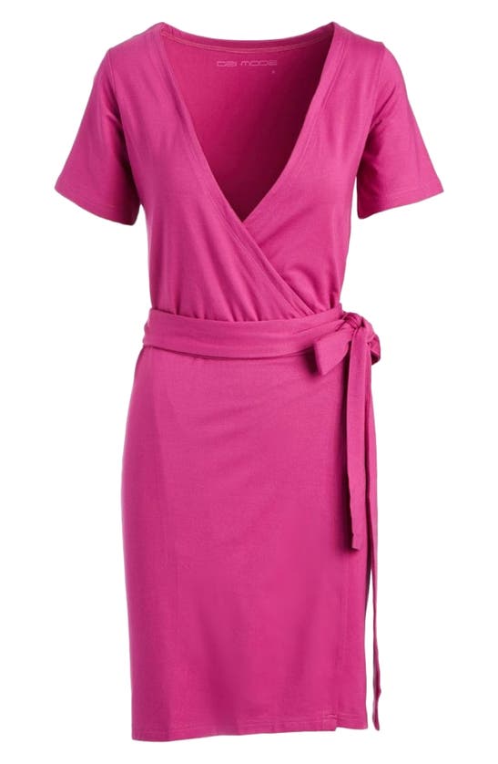 Shop Dai Moda Jersey Wrap Dress In Pink
