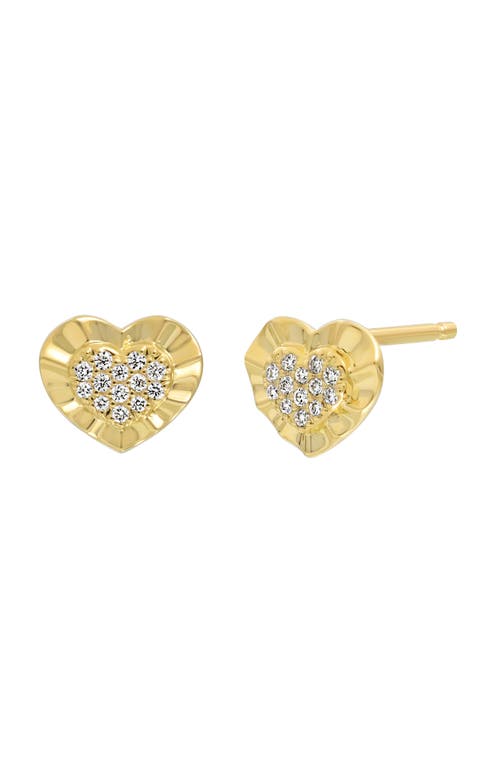 Icon Pavé Diamond Heart Stud Earrings in 18K Yellow Gold