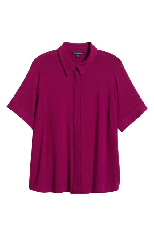 Universal Standard Chelsea Short Sleeve Jersey Button-up Shirt In Rothko Purple