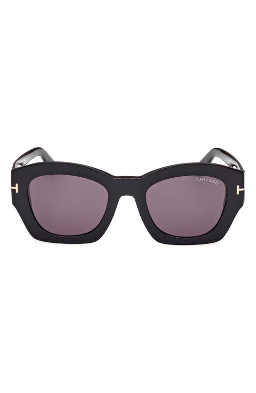 Shop Tom Ford Guilliana 52mm Geometric Sunglasses In Shiny Black/smoke