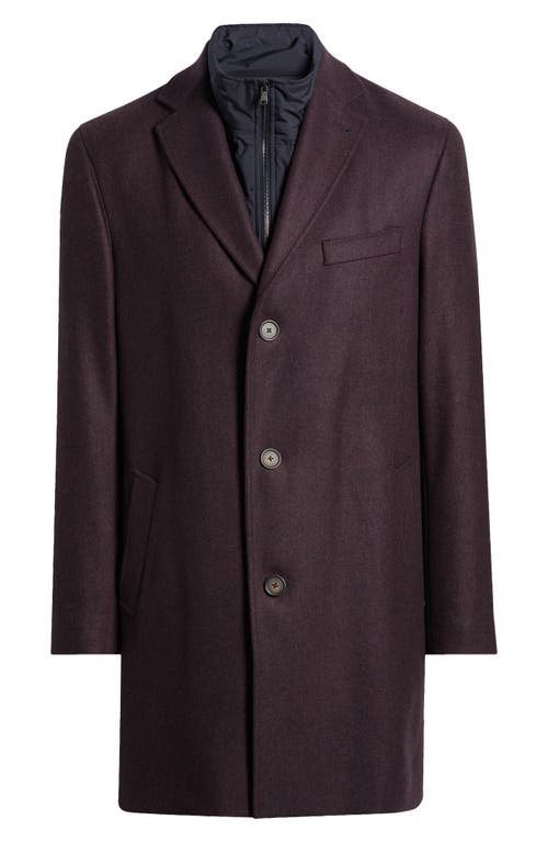 Shop Jack Victor Delroy Wool Topcoat With Removable Bib In Burgundy