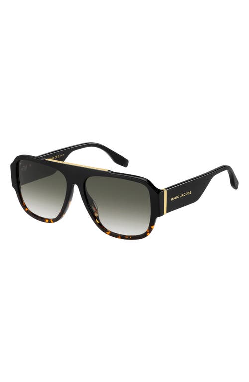 Shop Marc Jacobs 58mm Flat Top Sunglasses In Black Havana/green Shaded