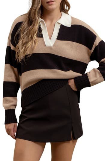 BLU PEPPER BLU PEPPER STRIPE POLO SWEATER