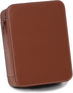 BEY-BERK Brown Leather Single Watch Travel Case BB598BRW - The