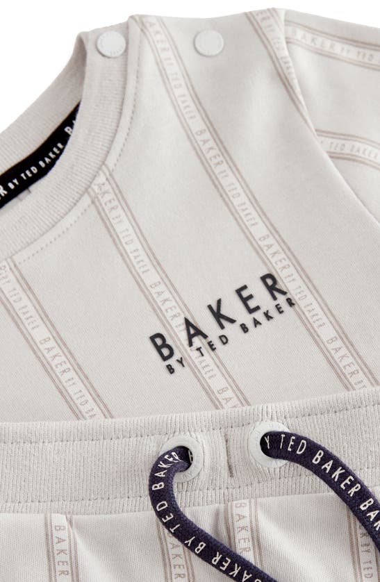 Shop Baker By Ted Baker Kids' Logo Stripe Cotton T-shirt & Shorts Set In Natural