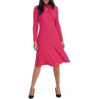 Maggy London Long Sleeve Tie Neck Dress, Pink