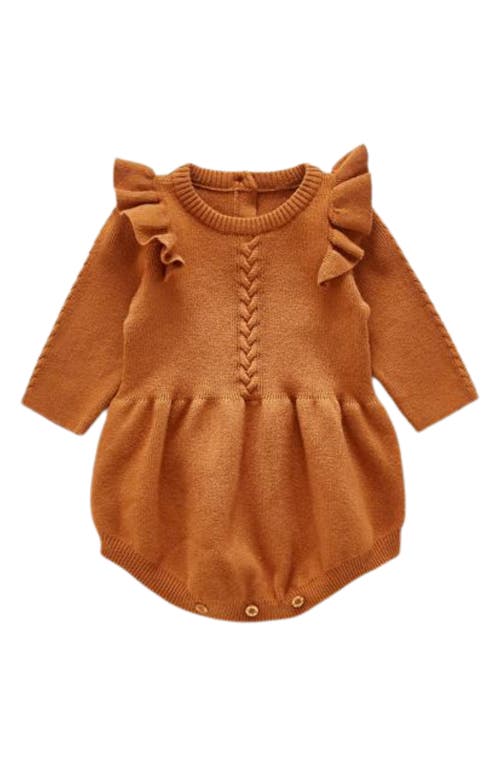 Ashmi & Co. Lizzie Ruffle Sleeve Knit Cotton Bodysuit Burnt Orange at Nordstrom,