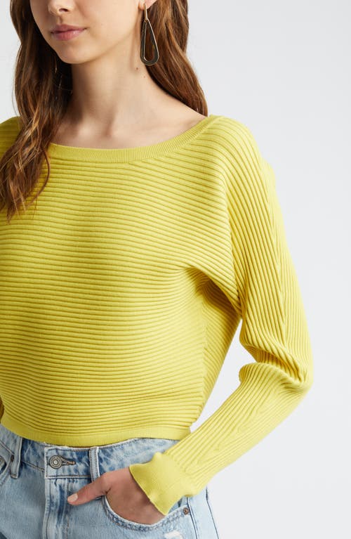 Shop Open Edit Luxe Sculpt Rib Dolman Sleeve Sweater In Yellow Celery