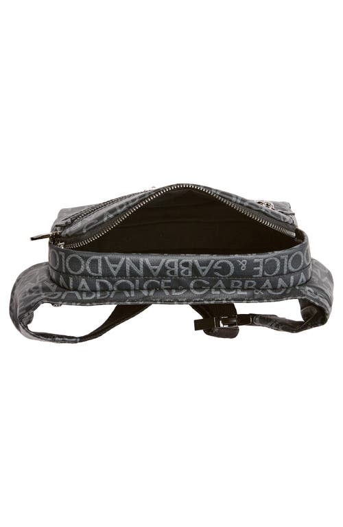 Shop Dolce & Gabbana Dolce&gabbana Logo Print Canvas Belt Bag In Black/grey