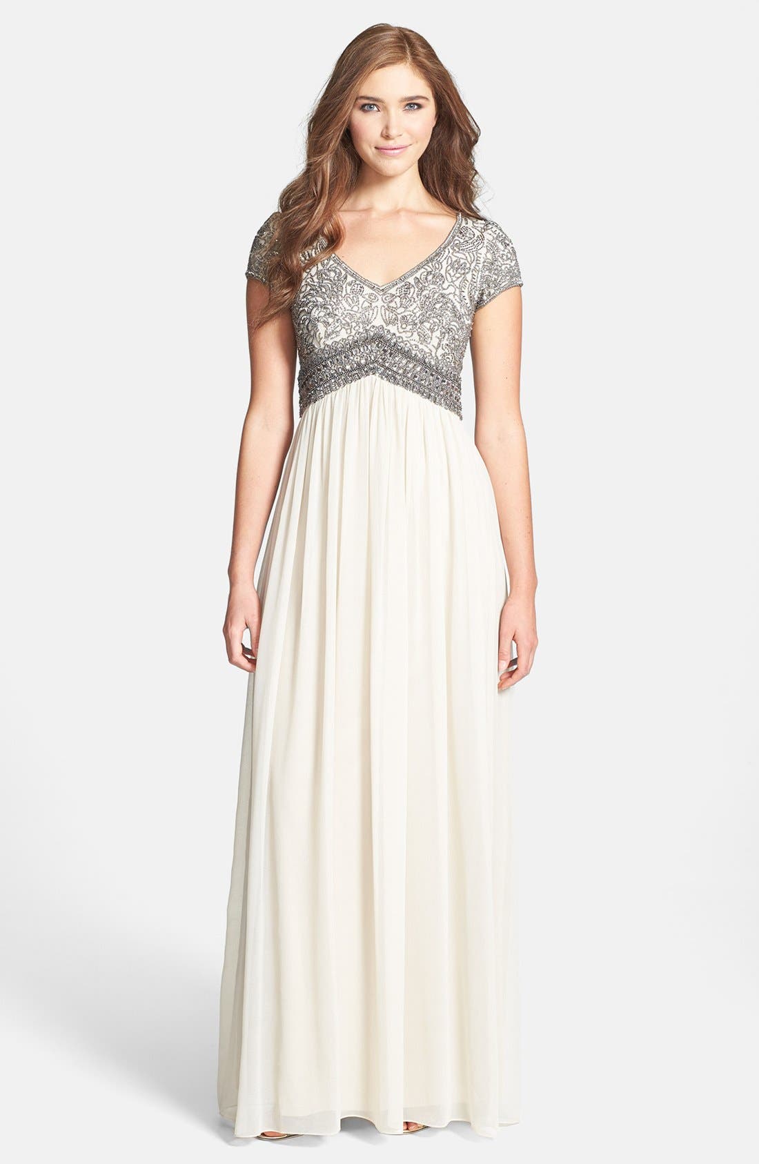 Adrianna Papell Embellished Cap Sleeve Gown Nordstrom
