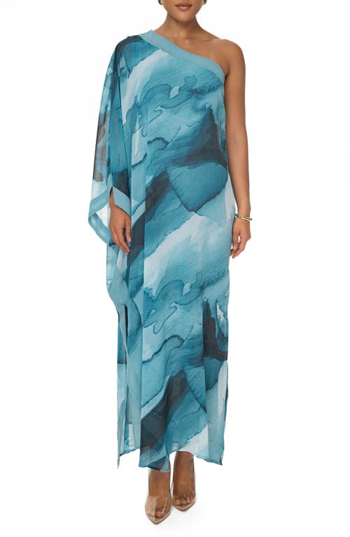 JLUXLABEL Mariel One-Shoulder Long Sleeve Maxi Dress Blue at Nordstrom,