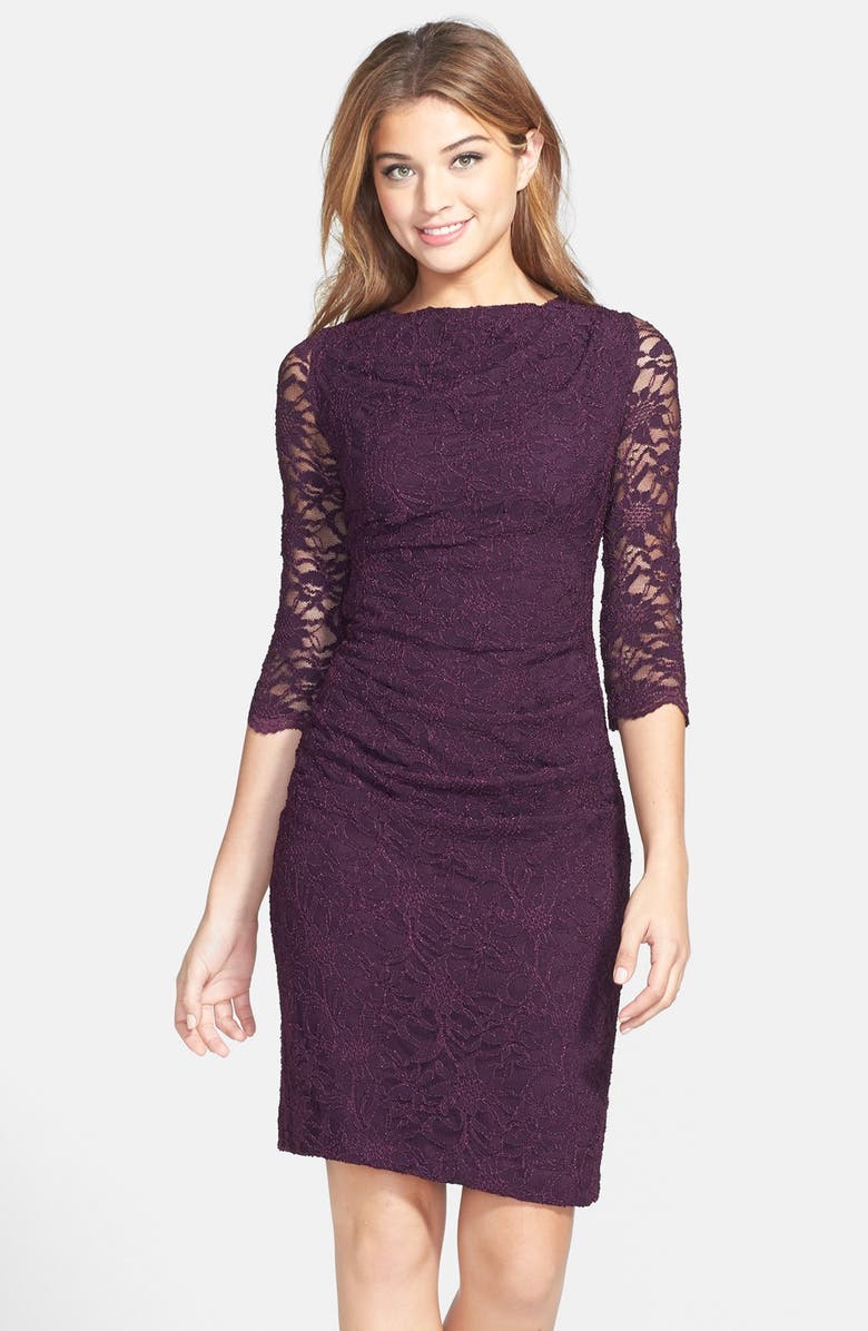 Taylor Dresses Ruched Lace Sheath Dress | Nordstrom