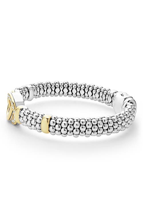 Lagos 18k Yellow Gold & Sterling Silver Signature Caviar Diamond Interlocking Circle Beaded Bracelet In Silver/gold