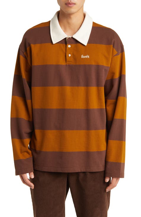 Match Stripe Long Sleeve Organic Cotton Polo Sweatshirt