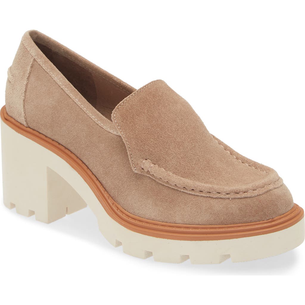 Chocolat Blu Finna Platform Loafer Pump In Latte Suede
