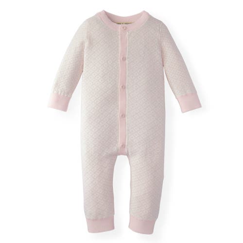 Hope & Henry Baby Jacquard Romper In Light Pink With White Trim