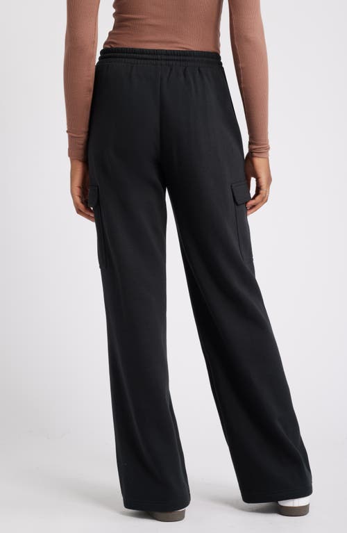 Shop Bp. Elastic Waist Wide Leg Fleece Cargo Pants In Black Jet