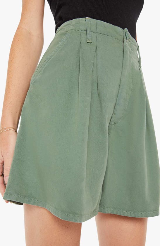 Shop Mother The Pleated Chute Prep Shorts In Hdg Hedge Green