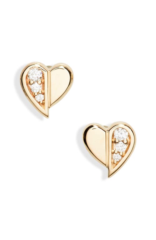 The Heartmate Diamond Stud Earrings in Gold