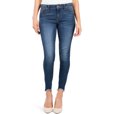 Kut From The Kloth Donna High Waist Frayed Hem Skinny Jeans, Blue
