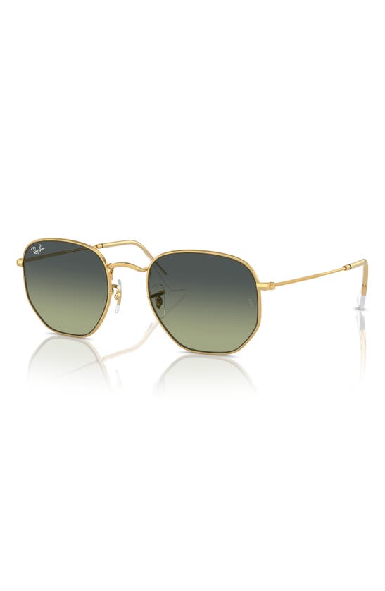 Ray Ban Blue Light Blocking 51mm Round Optical Glasses In Gold Flash