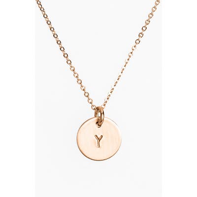 Nashelle 14K-Rose Gold Fill Initial Mini Disc Necklace