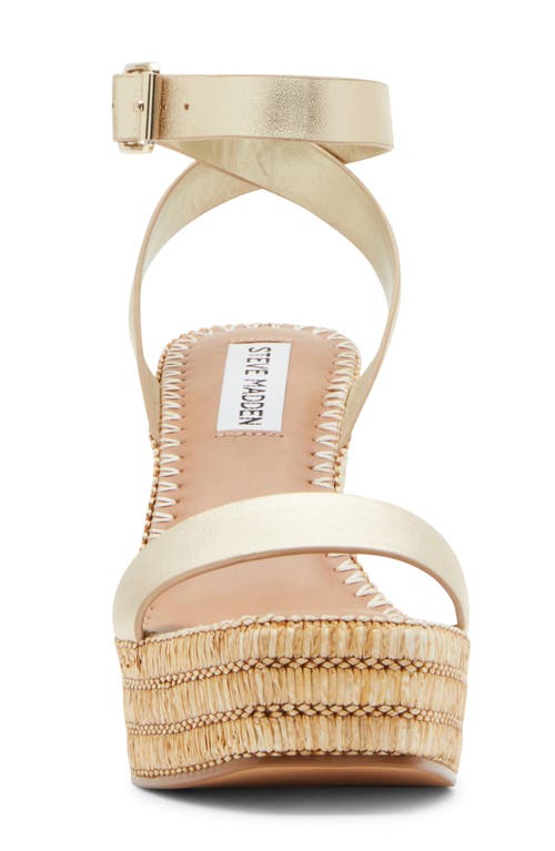 Shop Steve Madden Cassie Platform Wedge Sandal In Gold Leather