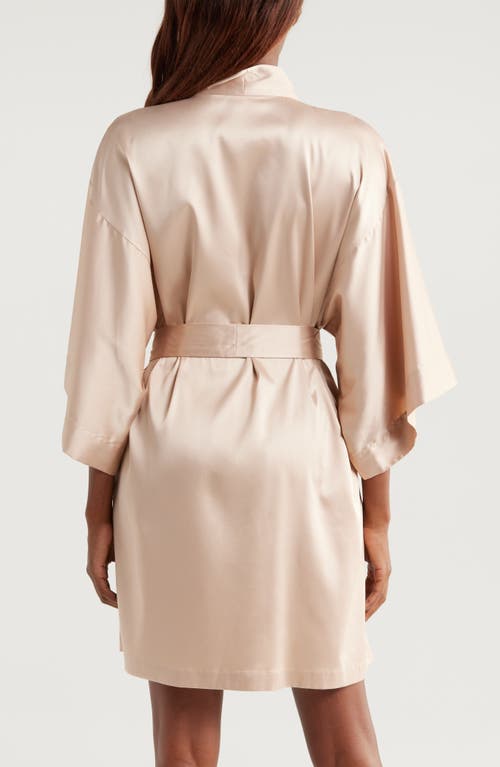 Shop Natori Glamour Short Satin Robe In Cafe