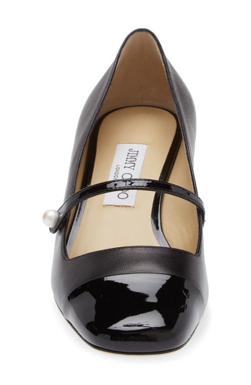 Jimmy Choo 'elisa 45' Black Pumps With Pearl Detail In Black/black