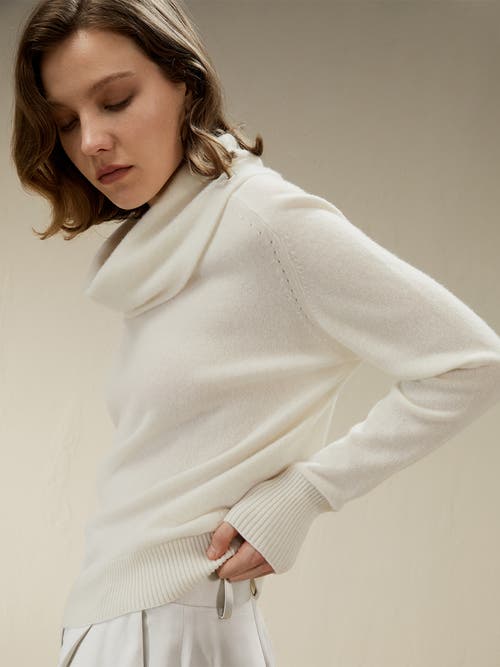 Shop Lilysilk Cashmere Cowl Neck Sweater In White