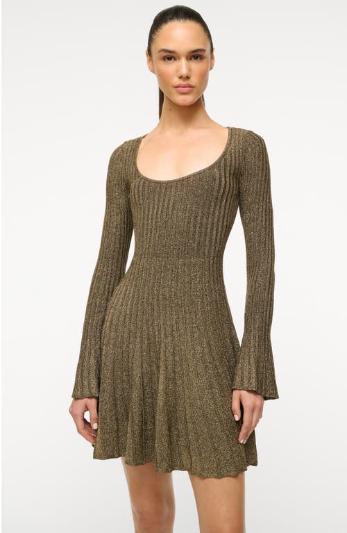 STAUD STAUD RAQUEL METALLIC LONG SLEEVE SWEATER DRESS 