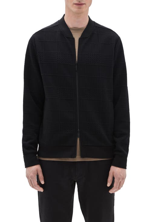 Jack Victor Men's Murray Charcoal Solid Cotton and Silk Full Zip