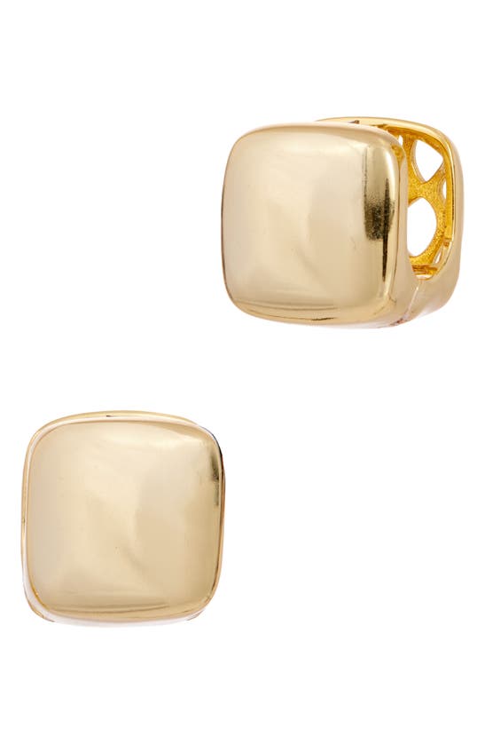 Savvy Cie Jewels Chubby Square Huggie Hoop Earrings In Yellow Gold