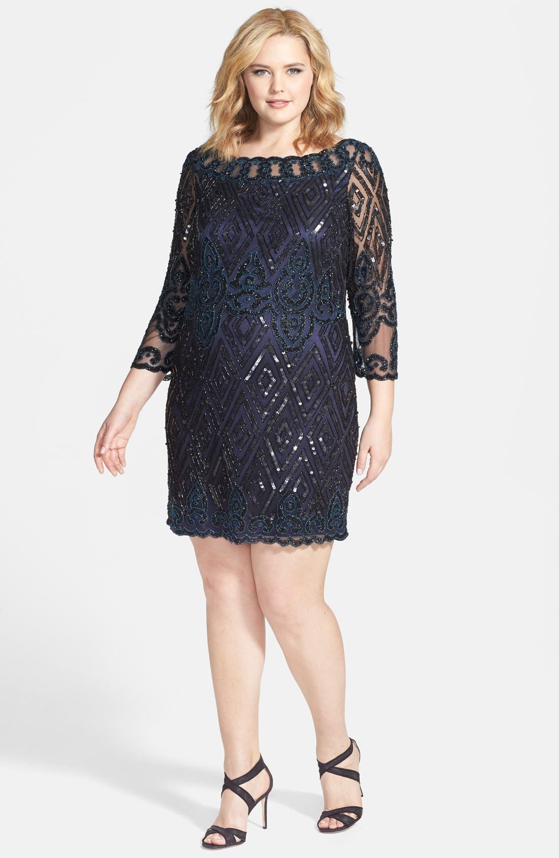 Pisarro Nights Embellished Short Cocktail Dress (Plus Size) Nordstrom