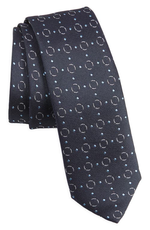 Hugo Boss Boss Geometric Pattern Silk Tie In Blue