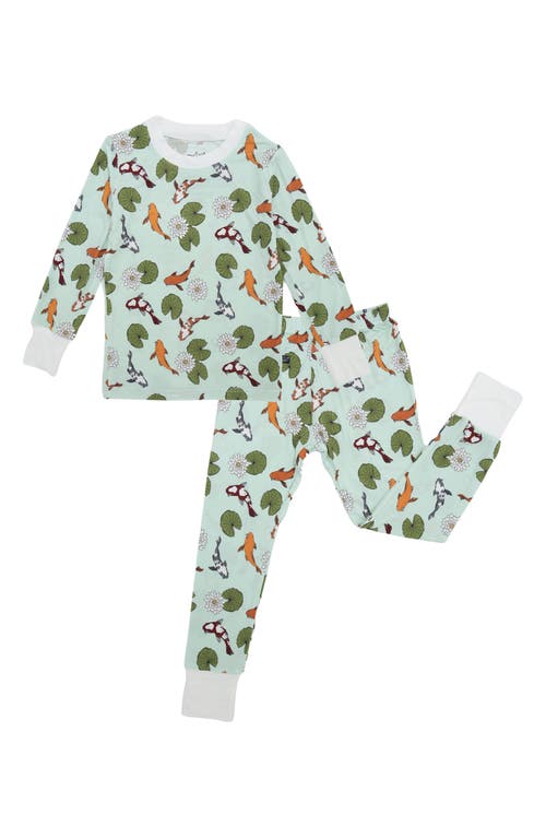 Peregrine Kidswear Koi Pond Print Fitted Two-Piece Pajamas Green at Nordstrom,