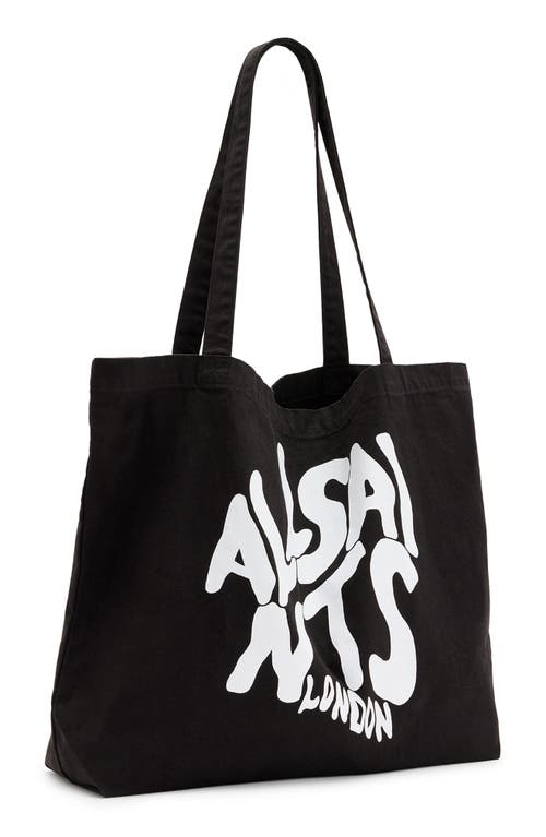 Shop Allsaints Orlando Logo Canvas Tote In Black/chalk