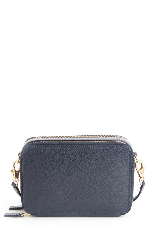 ROYCE New York Leather Crossbody Camera Bag in Navy Blue at Nordstrom