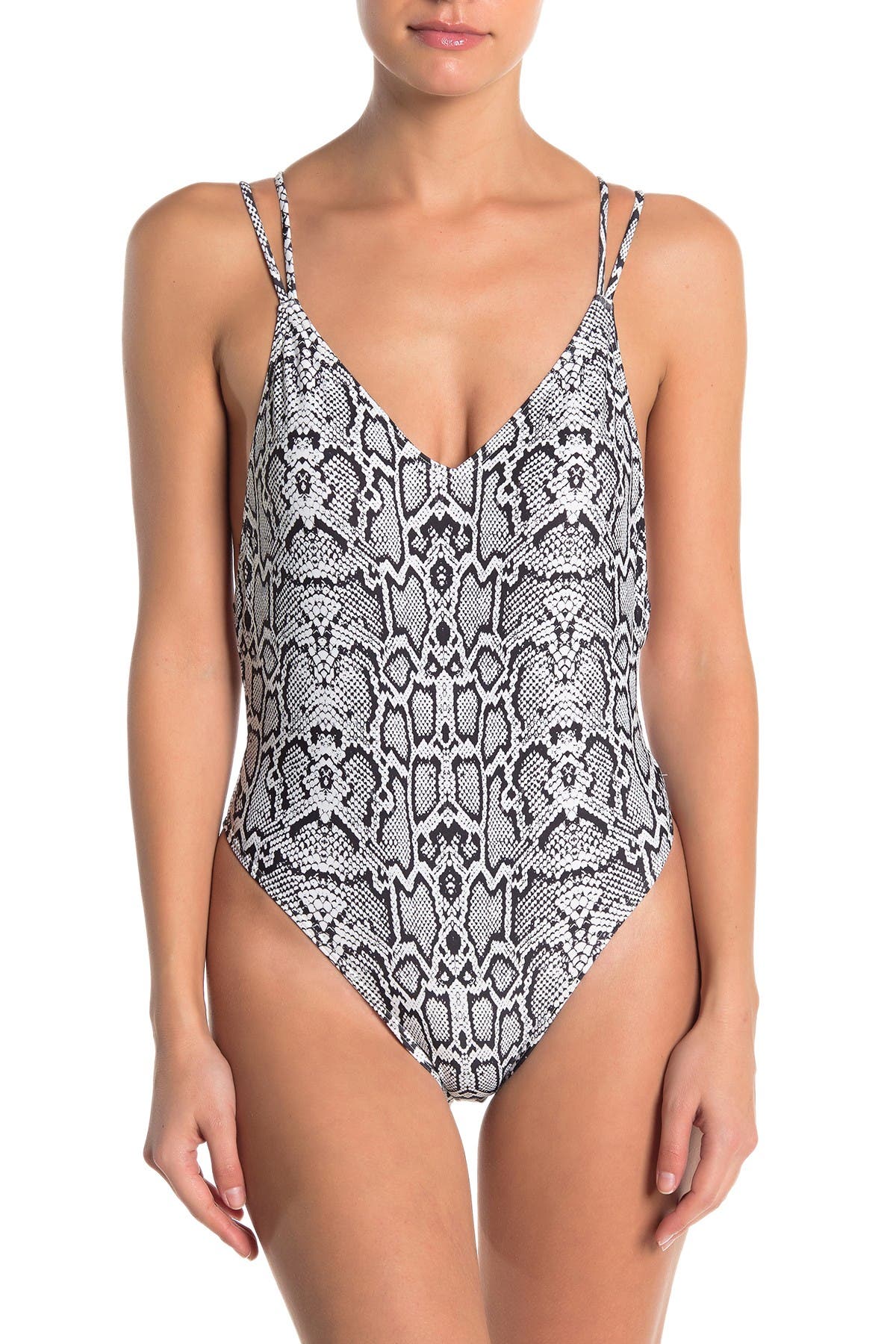 white snake print swimsuit