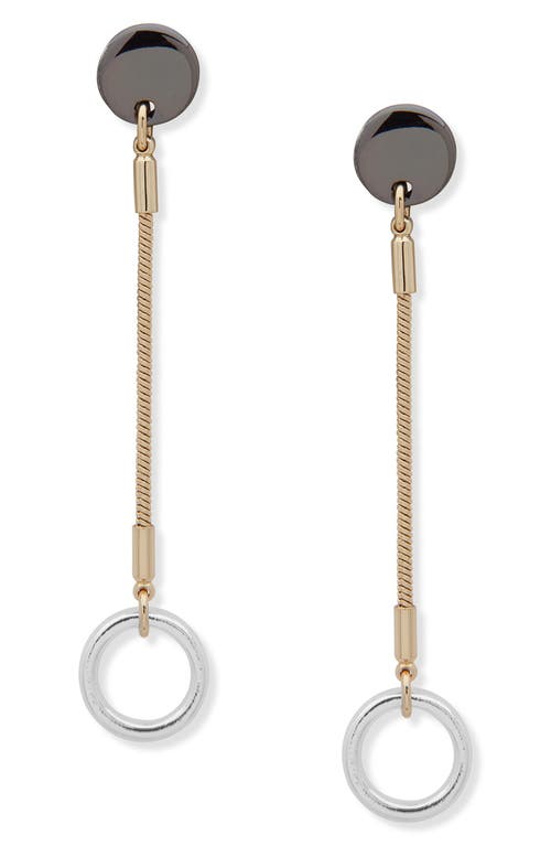 Shop Dkny Tri-tone Drop Earrings In Gold/silver