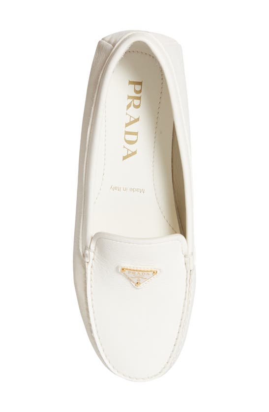 Prada Triangle Logo Driving Loafer In Ivory
