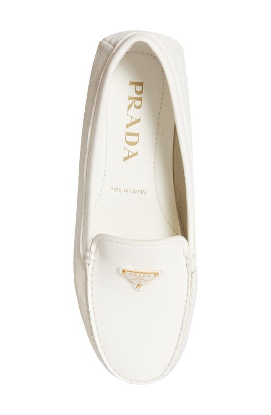 Shop Prada Triangle Logo Driving Loafer In Ivory